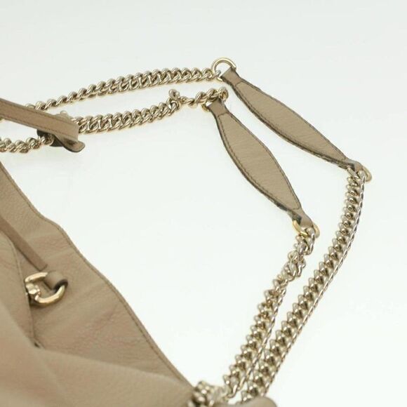 GUCCI Chain Soho Shoulder Bag Leather Beige - Picture 9 of 15